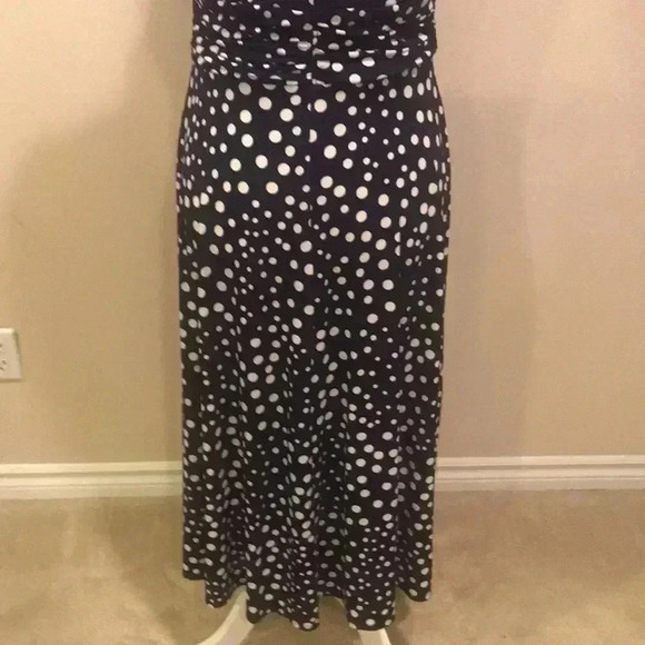 JESSICA HOWARD CLASSIC FLATTERING SLEEVELESS POLKA-DOT Navy MIDI DRESS SIZE 8 - Picture 7 of 7